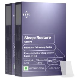 SETU: Sleep Restore Melatonin 5mg - 30 Orally Dissolving Strips (Pack of 2) | Plant Based 5 mg Melatonin | Promotes Relaxation & Sleep, Eases Jet Lag Strain, Non-Habit Forming | Tasty Mint Flavor