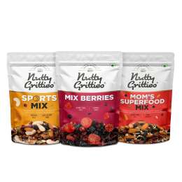 Nutty Gritties: Sports Mix, Mix Berries and Mom's Superfoods Mix Combo Pack - 600gm