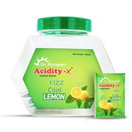 Dr. Morepen: Acidity-X Fizz for Indigestion, Acidity & Gas Relief, Tangy Lemon Flavour - 50 Sachets