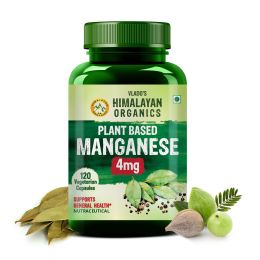 Vlado's Himalayan Organics: Plant Based Manganese 4mg Supplement | Trace Mineral Supplement for Connective Tissue and Bones | Good For Skeletal Health Support - 120 Veg Capsules