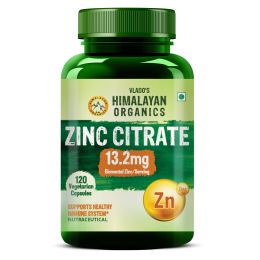 Vlado's Himalayan Organics: Zinc Citrate | Support Healthy Immune Function | Improve Iron Absorption | Antioxidant Support - 120 Veg Capsules