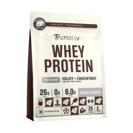 TruNativ: Whey protein powder | Blend with Isolate and Concentrate | 26g Protein | 6g BCAA | No added Sugar | Choco Crunch (907g / 2lbs)