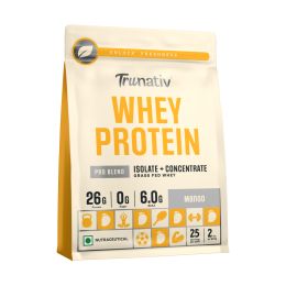 TruNativ: Whey protein powder | Blend with Isolate and Concentrate | 26g Protein | 6g BCAA | No added Sugar | Mango (907g / 2lbs)