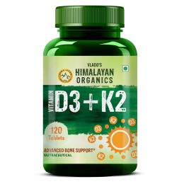 Vlado's Himalayan Organics: Vitamin D3 with K2 As MK7 Supplement- 120 Veg Tablets