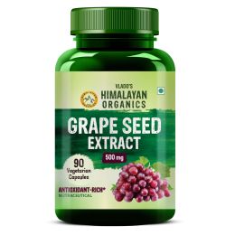 Vlado's Himalayan Organics: Grape Seed Extract 500mg/Serving for Healthy Cholesterol Level - 90 Veg Capsules