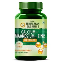 Vlado's Himalayan Organics: Calcium Magnesium Zinc Vitamin D3 & B12- 120 Vegetarian Tablets