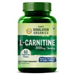 Vlado's Himalayan Organics: L-Carnitine 2000 Mg | Healthy Weight Management | Supports Muscle Recovery, Boost Energy, Endurance, And Fat Burn - 60 Vegetarian Tablets