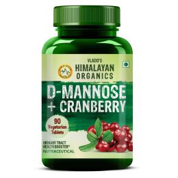 Vlado's Himalayan Organics: D-MANNOSE + CRANBERRY Antioxidant Rich Supplement for Kidney Health & Urinary Tract Infection - 90 Tablets