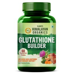 Vlado's Himalayan Organics: Glutathione Builder for Anti-Ageing & Skin Brightening with ( Vitamin C, E, B6 & Curcumin ) - 60 Veg Tablets