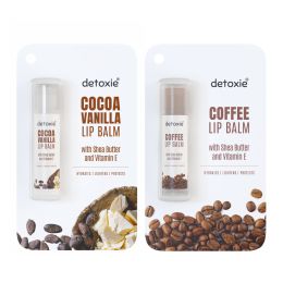 Detoxie: Detoxie | Pack of 2 Lip Balms | Coffee & Cocoa Vanilla With Shea Butter, Vitamin E and Liquorice- 4.5 g (Pack of 2)