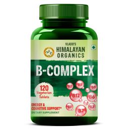 Vlado's Himalayan Organics: Vitamin B Complex with 100% RDA B1, B2, B3, B5, B6, B7, B9 & B12 | Hair Growth, Energy & Immunity | Youthful Skin - 120 Veg Tablets