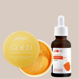 Kindlife: Petitfee Gold Hydrogel Eye Patch (Pack Of 60) + Plum Vitamin C Face Serum with Mandarin 20 ml