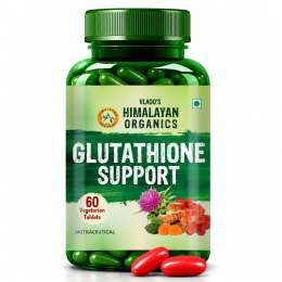 Vlado's Himalayan Organics: Glutathione Builder for Anti-Ageing & Skin Brightening with ( Vitamin C, E, B6 & Curcumin ) - 60 Veg Tablets