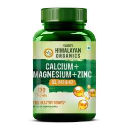 Vlado's Himalayan Organics: Calcium Magnesium Zinc Vitamin D3 & B12- 120 Vegetarian Tablets