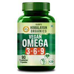 Vlado's Himalayan Organics: Omega 3 6 9 Vegan Natural Nutrition Supplement for Muscle, Bone , Heart & Skin - 90 Capsules