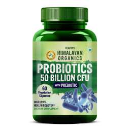 Vlado's Himalayan Organics: Probiotics Supplement 50 Billion CFU with Prebiotics 150mg for Digestion, Gut Health & Immunity - 60 Veg Capsules