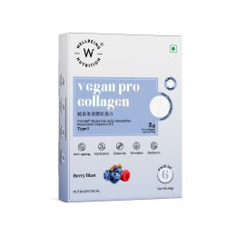 Wellbeing Nutrition: Vegan Pro Collagen | Clinically Proven Plant Based Peptides, Hyaluronic acid, Astaxanthin, Resveratrol | Berry Blast 6 Sachets