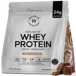Wellbeing Nutrition: Whey Protein Isolate + Concentrate | 24g Protein, 11.5g EAA, 1g Glutamine | Clinically Proven 2x Muscle Protein Synthesis| 4B CFU Probiotics & Digestive Enzymes | 1kg