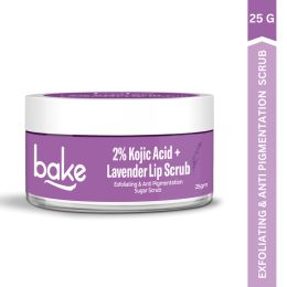 Bake Cosmetics: 2% Kojic Acid Lavender Lip Scrub for Dark, Pigmented Lips with Sugar Granules for Dry & Pink Lips