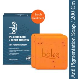 Bake Cosmetics: 2% Kojic Acid Soap with Alpha Arbutin, Lactic Acid & Niacinamide For Pigmentation, Dark Spots, Tan Removal, Brightens Underarms-Pack of 2(100g x 2)