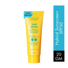Conscious Chemist: Sun Drink Hybrid Lightweight Gel Sunscreen SPF50 PA++++  With No White Cast (20gm)