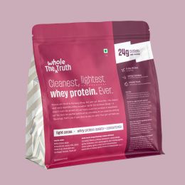 The Whole Truth: Whey Protein Isolate+Concentrate  Light Cocoa 1 kg (2.2 lbs)  24g Protein/Scoop  6.6g BCAA  100% Authentic Whey & No Adulteration  Clean, Light & Easy to Digest
