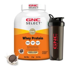 GNC: Select Whey Protein Powder With Free Shaker | 4.4lb | Cookies & Cream