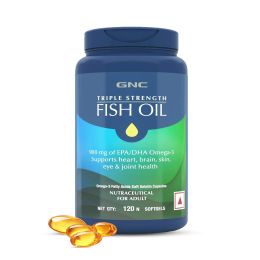 GNC: Triple Strength Fish Oil Omega 3 Capsules for Men & Women | 900mg EPA & DHA | 120 Softgels