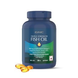 GNC: Triple Strength Fish Oil Omega 3 Capsules for Men & Women | 900mg EPA & DHA | 30 Softgels