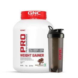 GNC: Pro Performance Weight Gainer & Black shaker Combo | 3 Kg  Double Chocolate