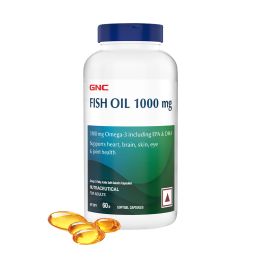 GNC: Fish Body Oil for Men & Women | 1000mg Omega-3s with EPA & DHA | 60 Softgels