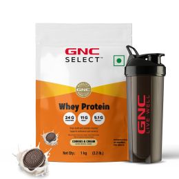 GNC: Select Whey Protein Powder With Free Shaker | 2.2lbs | Cookies & Cream