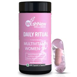 Wishnew Wellness: DAILY RITUAL Women 18+ Multivitamin | Delayed Release Capsules for Optimal Absorption | Comprehensive Nutrient Blend for PMS, UTI Care, Eye & Cognitive Health - 60 Vegetarian Capsules