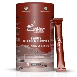 Wishnew Wellness: BEAUTY COLLAGEN COMPLEX | 21 Servings | Healthy Hair, Skin & Nails | Coffee Flavor