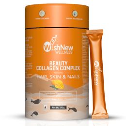 Wishnew Wellness: BEAUTY COLLAGEN COMPLEX | 21 Servings | Healthy Hair, Skin & Nails | Mango Flavor