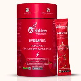 Wishnew Wellness: HYDRAFUEL Tigers Blood Flavor | Instant Drink Mix | 20 Servings | Replenish, Rehydrate & Energize | 100% Vegetarian