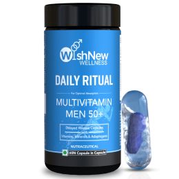 Wishnew Wellness: DAILY RITUAL Men 50+ Multivitamin | Delayed Release Capsules for Optimal Absorption | 22 Essential Nutrients with Cognitive & Joint Support | Overall Health & Vitality - 60 Vegetarian Capsules