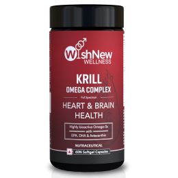 Wishnew Wellness: KRILL OMEGA COMPLEX | 60 Softgel Capsules | Full Spectrum Support for Heart & Brain Health