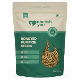 Nourish You: Organic Roasted Pumpkin Seeds - Gluten free & Protein rich , Healthy Snacks  -Pack of 1 ( 100g )
