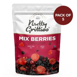Nutty Gritties: Mix Berries - Dried Cranberries, Blueberries, Strawberries, Black Currants Jar Pack- 250 (5 Pack of 50g each)