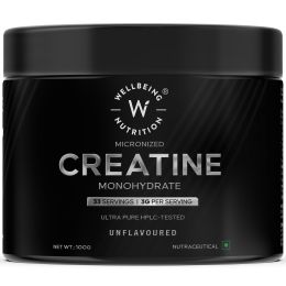 Wellbeing Nutrition: 100% Pure Micronised Creatine Powder Monohydrate Unflavoured 100g, 33 servings  Tested for Purity  For Muscle Strength & Recovery, Muscle Growth & Cognition  For Men & Women