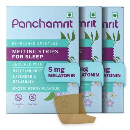 Panchamrit: Melting Strips for Sleep 5mg Melatonin 90 Strips - Non-Addictive, No Added Sugar, Helps in Enhancing Sleep Quality, restful Nights