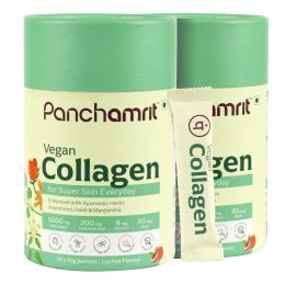Panchamrit: Vegan Collagen Supplement 25*10g Sachet(Litchi)|Boosts Skin Elasticity,Anti Wrinkle,Strong Bones & Joints,Collagen(5g),Hyaluronic Acid, Pack of 2