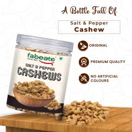 Fabeato: Salt & Pepper Cashews 250g - Premium Kaju Dry Fruits, Whole Crunchy Cashews- Rich in Protein, Nutritious, Crunchy & Delicious - Gluten Free -Plant based Protein