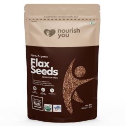 Nourish You: Organic Raw Flax Seeds- Gluten free & Protein rich , Healthy Snacks  - 500g