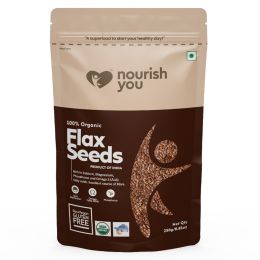Nourish You: Organic Raw Flax Seeds- Gluten free & Protein rich , Healthy Snacks - 250g
