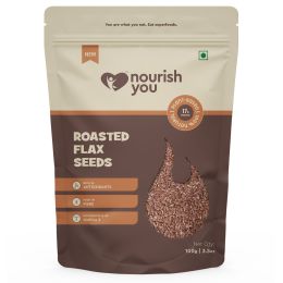 Nourish You: Organic Roasted Flax Seeds- Gluten free & Protein rich , Healthy Snacks  -Pack of 1 ( 100g  )