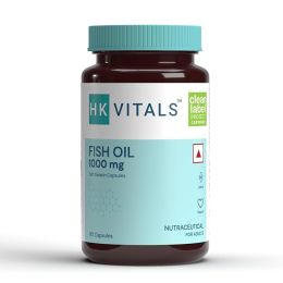 HK Vitals: Fish Oil Capsule For Men And Women (1000mg Omega 3 with 180 mg EPA & 120 mg DHA), for Brain, Heart, Eyes, and Joints Health, 90 Omega 3 Fish Oil Capsules