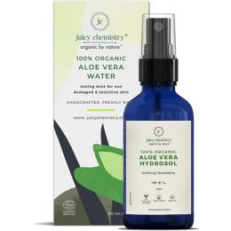 Juicy Chemistry: Aloe Vera Face Toner, 50ml | For Soothing, Calming Sensitive & Sun Damaged Skin | Made with 100% Pure Aloe Vera & 100% Certified Organic Mist Spray for Men and Women | Cruelty Free, Vegan