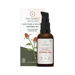 Juicy Chemistry: Organic Jojoba Oil, 30 ml | 100% Pure, Cold Pressed & Virgin | Carrier Oil for Skin, Hair & Cuticles | Naturally Rich in Vitamin E & Ceramides | Deeply Moisturising Anti-Ageing Oil for Men and Women | Ceramide Rich for Skin Barrier Protection & Collagen